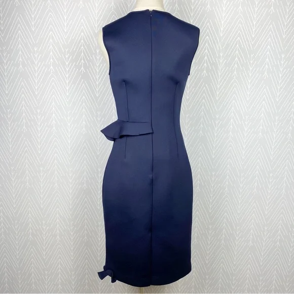 NERO by Jatin Varma Navy Blue Scuba Ruffle Cocktail Dress. - Picture 7 of 13